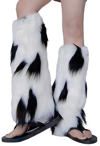 Wjsdsg Beinwärmer für Damen, Kunstfell, warm, weich, gemütlich, flauschig, Stiefelmanschetten für Damen, Party-Kostüme, Stiefelstulpen, siehe abbildung, Einheitsgröße