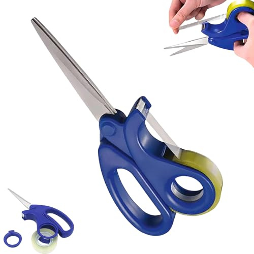 Scissors & Integrated Clear Sticky Tape Dispenser Cutter, Multi-Purpose Paper Roll Cutter, Tape Dispenser for Gift Wrapping, Office, Home & School Use (1)