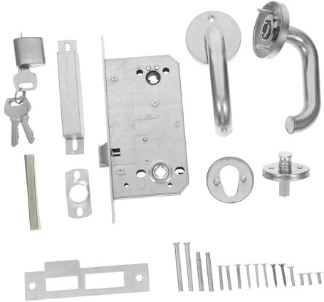 SOLUSTRE Serrure De Porte De Sécurité Acier Inoxydable Serrure Anti-effraction Ignifuge Avec Cylindre Aluminium Et Clés Installation Facile Pour Maison Et Bureau Verrouillage Urgence Et Por