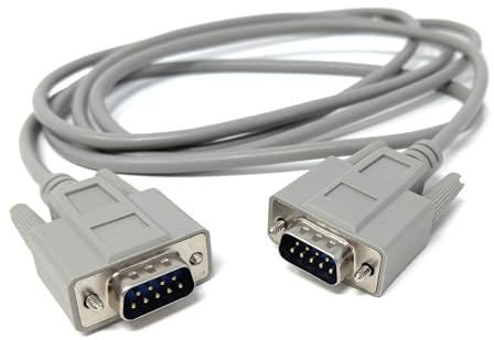 Cable serie de 9 pines macho a macho (DB9 a DB9) – Cable RS-232 para computadora, monitor, EGA y conectividad serie (VGA 9 pines) (2 m)