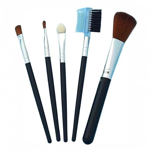 Set 5 Pennelli Make Up Professionali – Setole Extra Morbide per Viso, Occhi e Labbra – Pennelli Trucco Donna per Fondotinta, Blush, Ombretto, Labbra – Idea Regalo Elegante – Art. 53149A