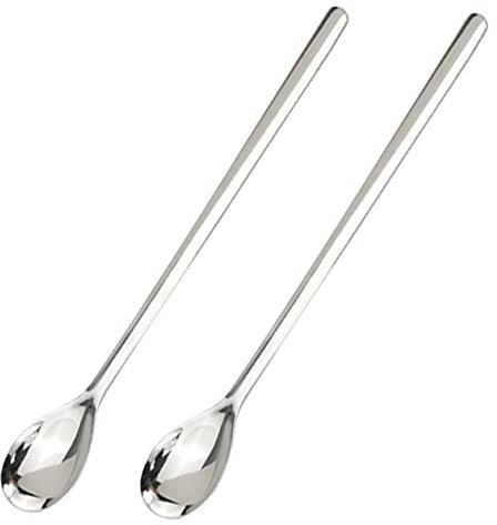PHENOFICE 2piezas Cuchara De Hielo De Acero Inoxidable Cucharas Largas para Miel y Té Hogar y Cocina