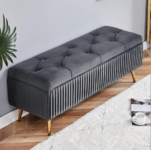 Sitzbank mit Stauraum Samt mit einfacher Montage für Wohnzimmer Truhenbank Flur Garderoben und Schlafzimmer Bettbank of(Size:100 * 40 * 45cm,Color:E)