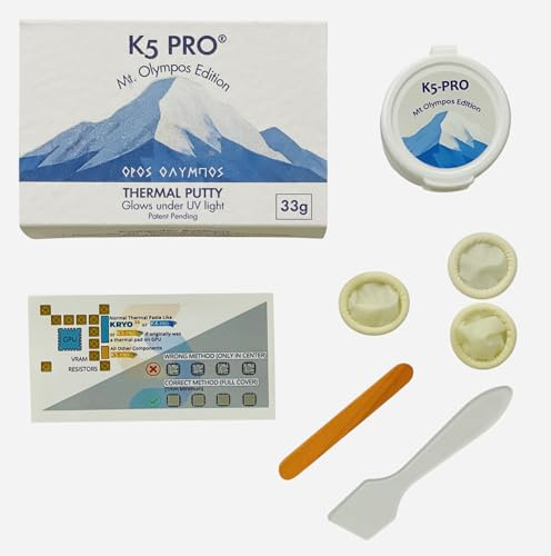 K5 PRO Mt. Olympos Edition UV‑Reactive 33g - Nuova versione 2025 di CSGR | >15 W/m·K | Ideale per GDDR6 e GDDR7 VRAM | Stucco termico non conduttivo