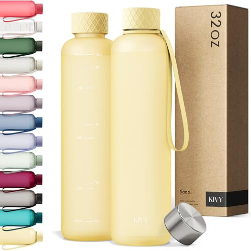 KIVY Trinkflasche 1l aus Tritan - Kohlensäure geeignet & Auslaufsicher | Für Sport, Schule & Büro - Sport Trinkflasche Gym - Wasserflasche für Sprudel - Sportflasche 1 Liter - Spülmaschinenfest