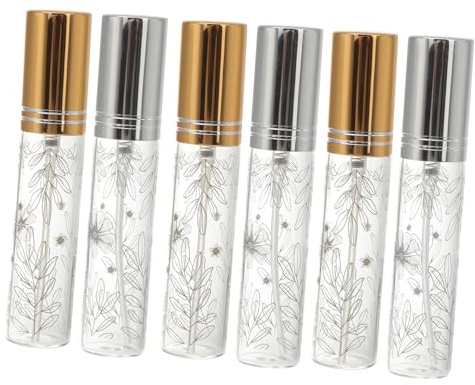 COLLBATH Mini Botella de Perfume de 10ml de Vidrio y Aluminio Anodizado, Spray Recargable Portátil de 6 Piezas, Adecuado para Viajes y Actividades al Aire Libre Estilo Aleatorio