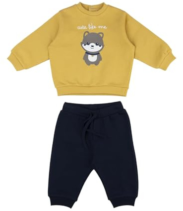 Prénatal, Completo Tuta Felpata, Pantalone Lungo e Felpa in Morbido Cotone, Bimbo, 6-9 Mesi, Giallo