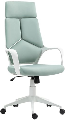 HOMCOM Sedia da Ufficio con Funzione Dondolo, Poltrona Scrivania in Tessuto Altezza Regolabile e Seduta Girevole, 63x63x117-127 cm, Verde
