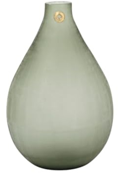 Vaso Dogale Venezia in Vetro Soffiato Salvia con Finitura Martellata – Vaso a Goccia Medio di Design con Borchia Dorata, Portafiori Fatto a Mano in Italia, Idea Regalo di Lusso