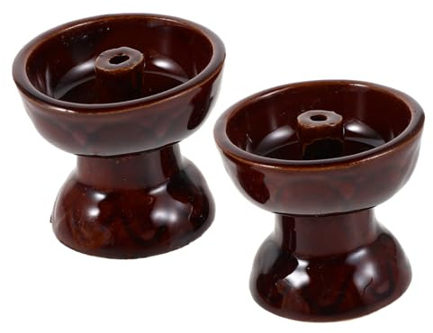 Cabilock 2 Piezas Lámpara de Aceite de Diwali lámpara Central de Diwali Titular de parafina Vintage Candelador Budista portalámparas de Aceite religioso cerámica Marrón Claro