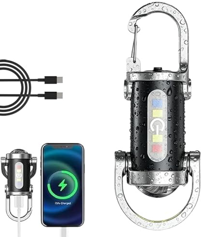 Aluminum Alloy Vbbert Keychain Flashlight,Vbbert Waterproof 2 in 1 Flashlight and Power Bank 6000 Lumen with 5 Light Modes,for Outdoor, and Emergency Use (Black-Plastic,1PCS)