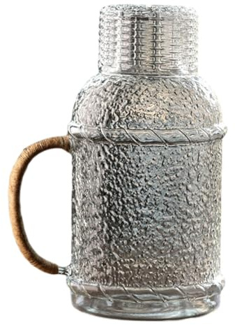 DECOMELODY Jarra De Agua De Vidrio Endurecido 2.0l Capacidad Grande Resistente Al Calor Para Uso Doméstico Diseño Martillado Adecuado Para Bebidas Frías y Té En Cocina Hogar