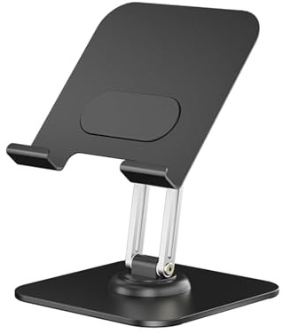 Plyisty Tablettställ, 360 Grader Roterande Justerbart Hopfällbart Bordstelefon Tabletthållare Aluminiumlegering Bärbart Stabilt Bordsfäste för Researbete Hem (svart)