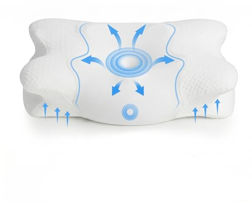 COSYLAND Cuscino Cervicale per Dormire - Cuscino per Cervicale in Memory Foam con Design Ergonomico Multizona, Federa Sfoderabile e Lavabile, per Schiena, Fianco e Pancia (Bianco)