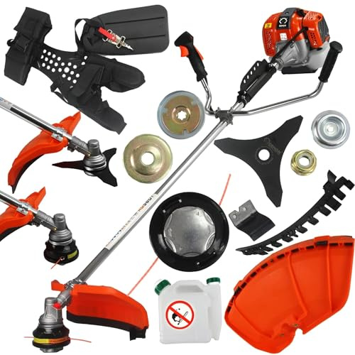 IMJ-Global - Decespugliatore a Scoppio, Tagliaerba a Scoppio Professionale e per Amatori, 2 Tempi Raffreddamento ad Aria, 62 cc, Velocità Rotazione Max 10700 giri/min