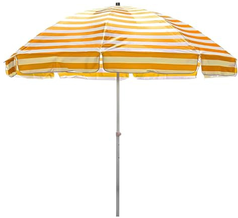 Generico Ombrellone da Spiaggia Portatile, 200/220/250cm Ombrello A Righe Leggero, Impermeabile Protezione UV, per Sabbia, Piscina, Patio, Campeggio, Viaggi E Giardino(Yellow,250cm/8.2ft)