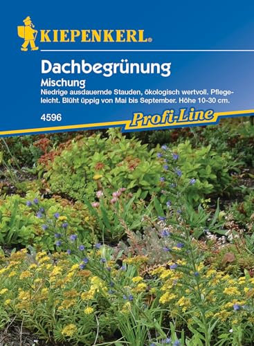Kiepenkerl Profi-Line Blumensamen-Mischung Dachbegrünung 4596 - Niedrige ausdauernde Stauden, ökologisch wertvoll - Pflegeleicht - Höhe 10 bis 30 cm - Saatgut, Dachbegrünung Samen