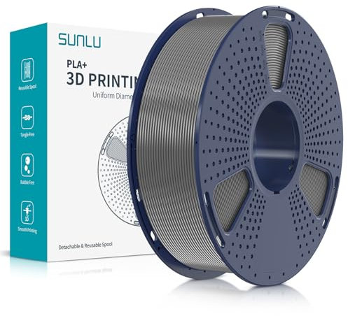 SUNLU PLA Plus 3D Drucker Filament, PLA+ 1.75mm, sauber gewickeltes Filament, robustes 3D Filament, kompatibel mit 3D FDM Druckern, Maßgenauigkeit +/- 0.02 mm, 1kgSpule(2.2Pfund), Grau