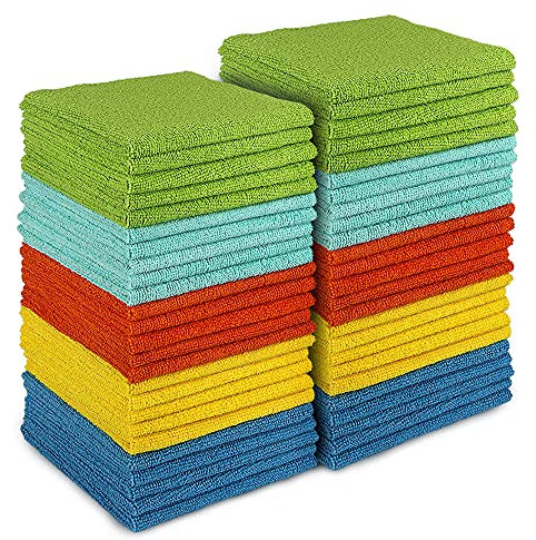 AIDEA Microfibre Cloth Pack of 50, Multifunctional Reusable Cleaning Cloths, Lint Free Streak Free Washable Cloth Duster for House, Kitchen, Car, Motorbike, Windows 30 x 30 cm