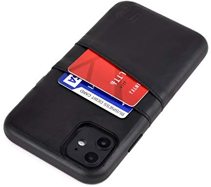 Dockem iPhone 11 Handyhülle mit Kartenfach: Wallet Handytasche mit Integrierter Metallplatte für Magnet-Halterung [6.1 Exec M2, Schwarz]