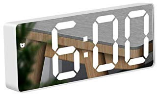 TFUFR Alarm Clock, Digital Alarm Clock 3 LED Display with Light Sensing Dimming Mode, Snooze, Adjustable Brightness, Bedside Clock for Bedroom Living Room Home Decor, White