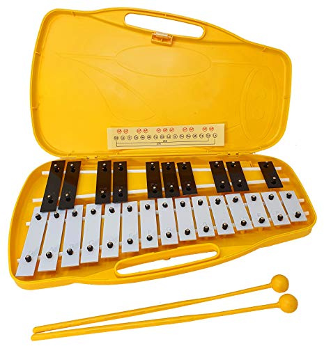 Glockenpiel Carrillón Metalófono Xilófono FOREST PERCUSSION KB13 Cromático, 25 Teclas Negras y Cromadas con Estuche y Mazas - Rockmusic España