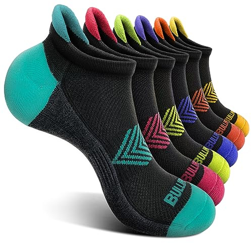 BULLIANT Calcetines Deporte Mujer, Calcetines Tobillero Cortos Antiampollas de Algodon Transpirable,Negro2395,39-42 EU