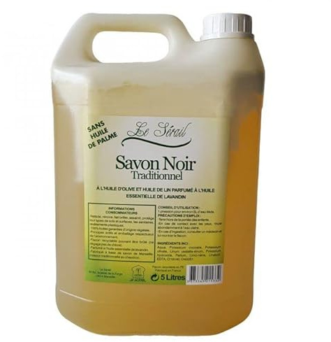 Savon noir de Marseille liquide 5L savonnerie Le Sérail- fabrication traditionnelle-aux huiles essentielles de Lavandin