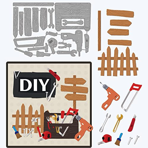GLOBLELAND Toolboxes Cutting Dies Metal Labor Tools Fence Die Cuts Embossing Stencils Template for Paper Card Making Decoration DIY Scrapbooking Album Craft Decor