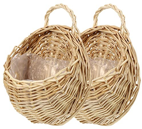 Alipis 2 Piezas Cestas De Mimbre Colgantes Para Pared 9X7 Pulgadas Canastas Tejidas Para Plantas Flores Decoración Hogar Cocina Sala