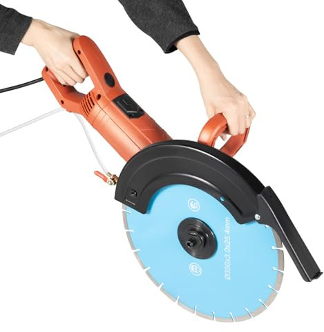 ROGONPDK 3000W BetonsäGe Elektrisch Betonsäge mit 35cm Diamantblatt 220V Elektrisch BetonsäGe 3800 U/min Wandfräse Staubfreie Mauernutfräse für Das Schneiden Von Ziegel Granit Marmor Beton
