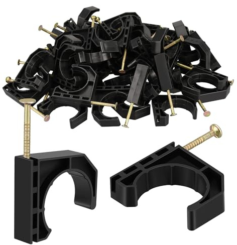 50 Pack Pack 1 Half Clamps J-Hook with Nails Set, J Clamps for PEX, Copper, CPVC Tubing Connections