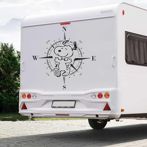 Rakelfix Kompass Lachender Comic Hund Süß Freude glücklich Happy Aufkleber freie Größe&Farbe Auto Camper Wohnmobil Caravan Autoaufkleber Wohnwagen Sticker Kompassrose
