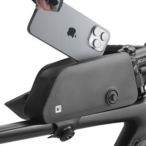Rhinowalk Fahrrad-Oberrohrtasche, Fahrradrahmentasche, vollständig wasserdicht und stabil, Fahrradrahmentasche, Fahrradtasche, professionelles Fahrradzubehör für Mountainbike, Rennrad-Schwarz