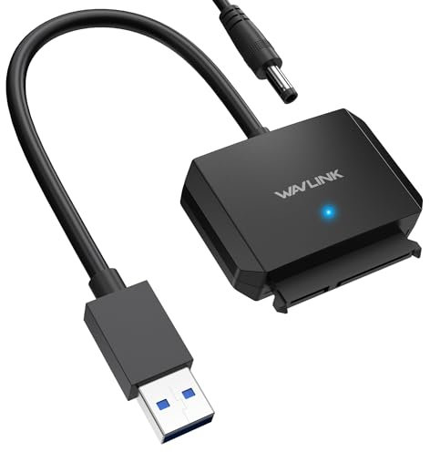 WAVLINK Cavo Adattatore da USB3.0 a SATA III per Disco Rigido, Convertitore da SATA a USB A 5Gbps, Connettore per Disco Rigido Esterno per HDD/SSD da 2,5/3,5, Adattatore di Alimentazione Incluso