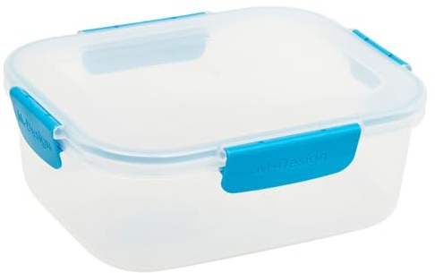 URBN-CHEF Récipient de rangement alimentaire en plastique hermétique avec clip et couvercle verrouillable - Passe au lave-vaisselle (3, 2,1 l, bleu)