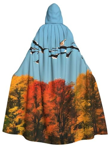 TTYDOKLA Umhang mit Kapuze, Jagd, fliegende Wilde Enten und Baum, Halloween, vielseitiger Umhang mit Kapuze, Hexenumhang und Kapuzenumhang für Erwachsene