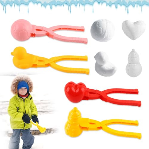 badaren 4 Stück Schneeball Clip, Schneeball Former, Plastikschneeballclip, Winter Outdoor-Aktivitäten, für Schneeballschlachten für Kinder und, Zufällige Farben