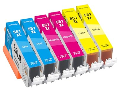 kamo CLI-551CMY, XL Multipack Druckerpatronen Kompatibel mit Canon 551 XL - für Pixma iP7250, MX925, MG6650, iP8750 (6er-Pack)
