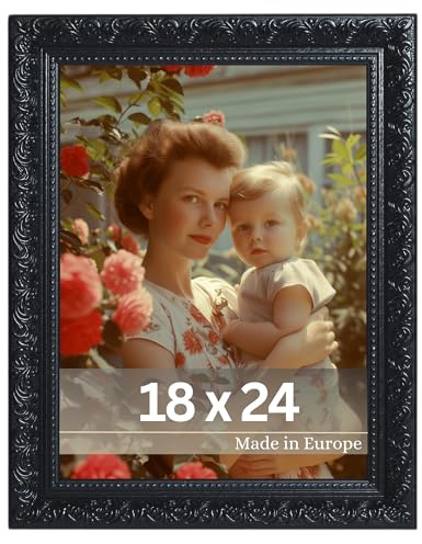 Victor Rubens Cornice portafoto, 18 x 24 cm, nero, telaio: 30 x 20 mm, con vero vetro, stile barocco vintage