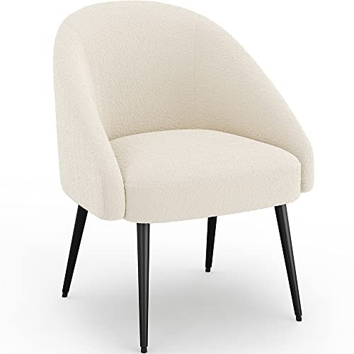 Iconik Interior Fauteuil Design - en Bouclette Fausse Fourrure Tapissée - Boucles Blanches - Wasda Blanc