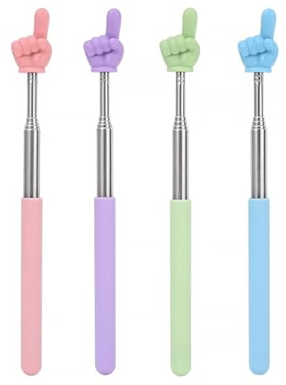 YNR 4 punteros de dedo, puntero de mano extensible, mini puntero retráctil para profesores, puntero de señal de lectura manual para enseñanza de profesores, entrenamiento de conferencias, discursos