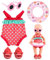 Randomgo Schwimmset für Puppen, Sommer Puppenkleidung, Puppenzubehör Kleidung Outfits, Schwimmset für Puppen mit Badeanzug Schwimmring Sonnenbrille für 35-45 cm Puppen (A)