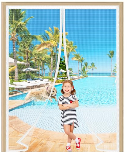 Magnetic Fly Screen Door Curtain 60x235cm Magnetic Fly Curtain Insect Screen for Balcony Doors Full Frame Strips for Living Room Balcony Customizable White
