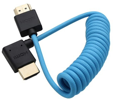 HangTon Cavo video HDMI 8K 4K ProRes Raw per ATOMOS Ninja V Shinobi, Sony A7RV A7IV FX3 FX30, Canon C80 C70 R1 R5 Mark II, Fujifilm Fuji GFX100 II, X-H2, blu intrecciato arrotolato
