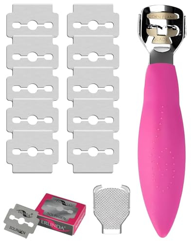 YNR Callus Remover for Feet - Foot File Corn & Callus Remover, Pedicure Tool Includes 10 Replacement Heads, Heel Scrubber & Scraper, Corn Remover for Feet | (Pink)