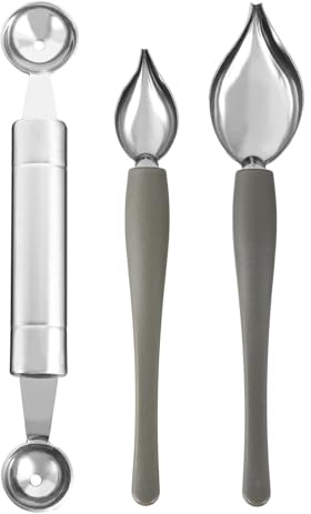 PHENOFICE 3 Piezas Cucharas de Acero Inoxidable para Decoración de Pasteles Herramientas Creativas para Dibujo y Emplatado con Cucharas para Salsa para Repostería y Presentación