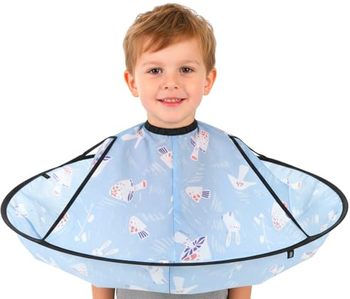 CIATBYYJ Barnens frisörkappa, hårklippningskappa, frisörkappa paraply, vattentät, vikbar paraplydesign för barn och vuxna, hårstyling, snitt, salong