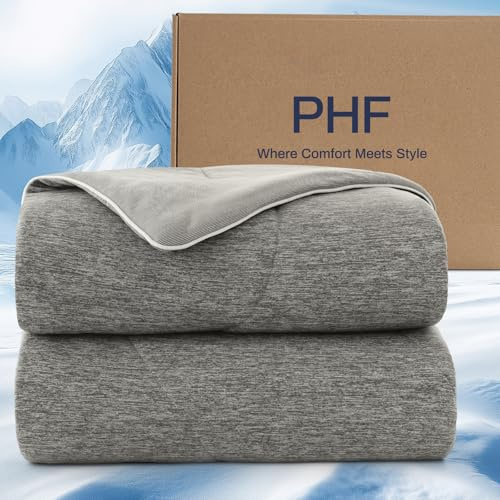 PHF Cooling Duvet for Hot Sleepers Double Size for Hot Sleepers, Charcoal | Arc-Chill Q-Max>0.4, Double-Sided Cooling Blanket for Night Sweats & Pets, 150x200cm Rayon from Bamboo Soft Comforter