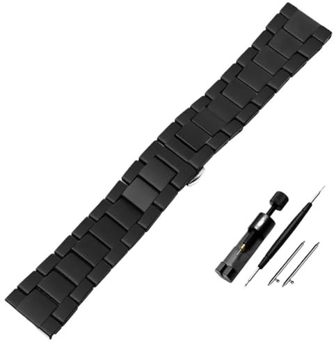 Svart keramiskt klockband 16 mm 18 mm 20 mm 22 mm Snabbkopplingsrem Utsättningsspänne Armband for kvinnor män(1 Black,20mm)